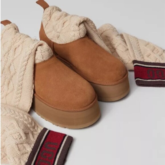 NIB - UGG Classic Sweater Letter Tall Boot, Chestnut - Size 8 - Picture 4 of 12
